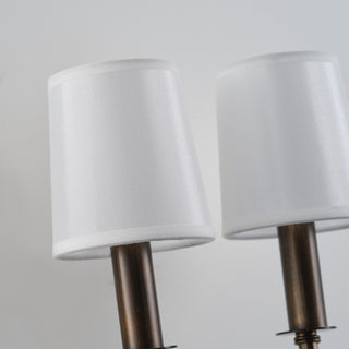 2-Light Antique Iron Bamboo Double Head Linen Lampshade Wall Sconces Lighting