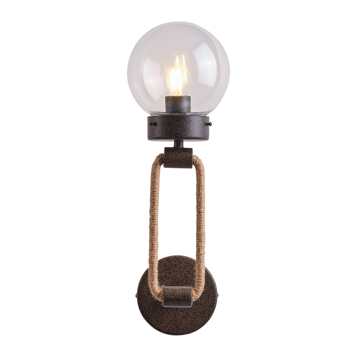 1-Light Rustic Industrial Style Glass Rope Wall Sconces Lighting