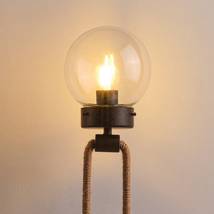 1-Light Rustic Industrial Style Glass Rope Wall Sconces Lighting