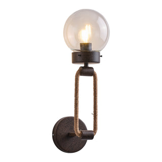 1-Light Rustic Industrial Style Glass Rope Wall Sconces Lighting