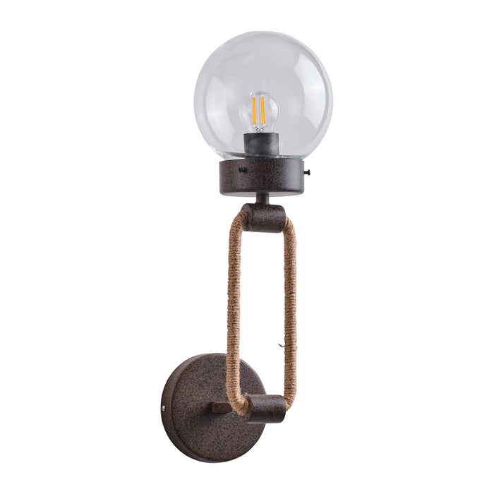 1-Light Rustic Industrial Style Glass Rope Wall Sconces Lighting