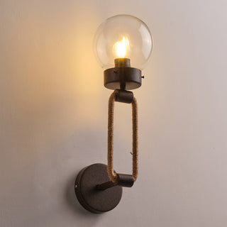1-Light Rustic Industrial Style Glass Rope Wall Sconces Lighting