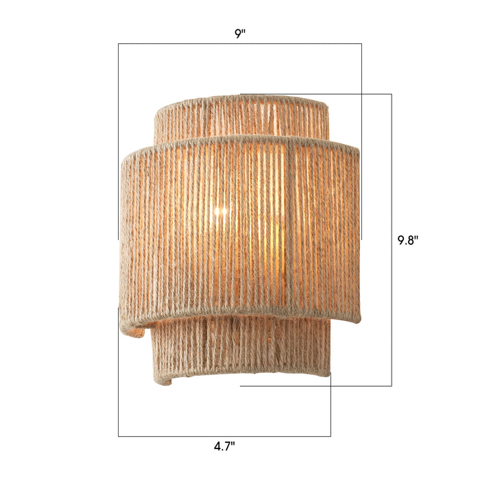 1-Light Farmhouse Rattan Wall Sconce Lighting