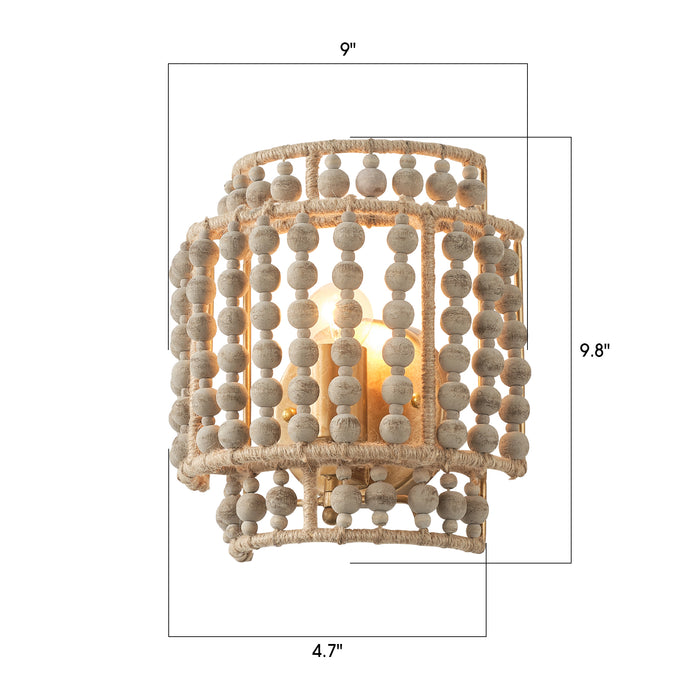 1-Light Farmhouse Rattan Wall Sconce Lighting