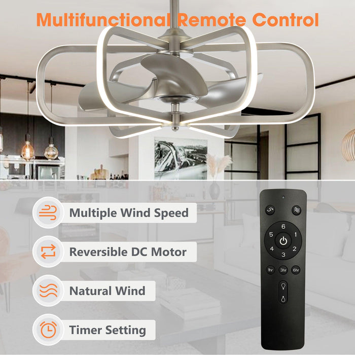 30" Theron Modern DC Motor Downrod Mount Reversible Ceiling Fan with LED Lighting and Remote Control