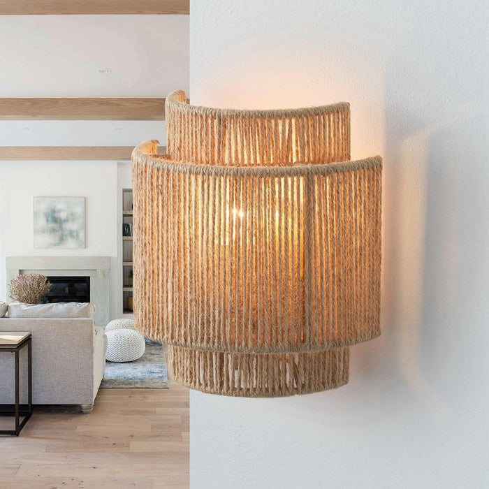 Farmhouse Rattan 1-Light Wall Sconce Light