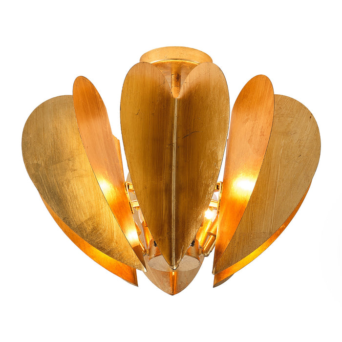 19 Inch Elvira 6-Light Farmhouse Vintage Distressed Golden Semi-Flush Mount Ceiling Light