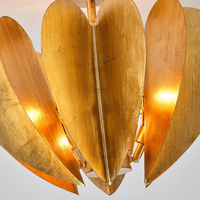 19 Inch Elvira 6-Light Farmhouse Vintage Distressed Golden Semi-Flush Mount Ceiling Light