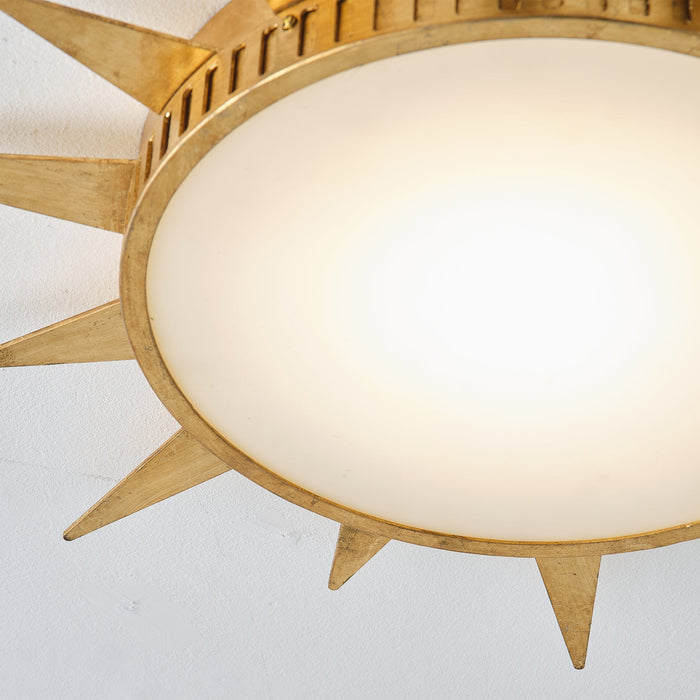 25 Inch Dana Vintage Golden Sunburst Flush Mount LED Light