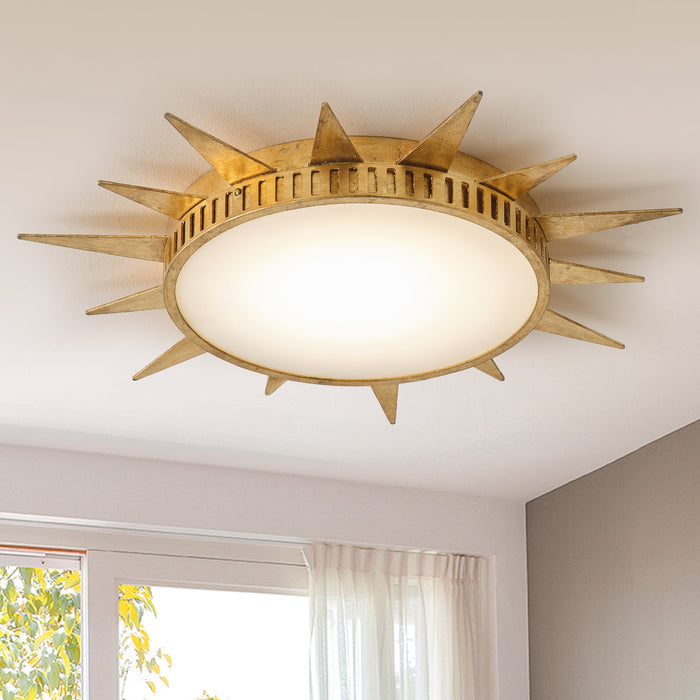 25 Inch Dana Vintage Golden Sunburst Flush Mount LED Light