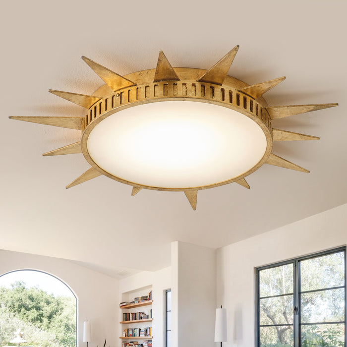 25 Inch Dana Vintage Golden Sunburst Flush Mount LED Light