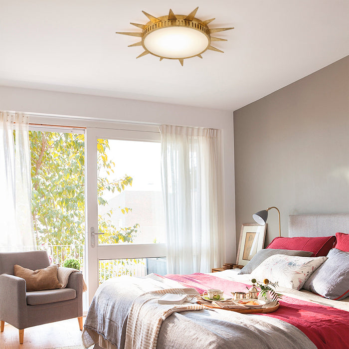 25 Inch Dana Vintage Golden Sunburst Flush Mount LED Light