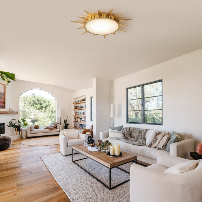 25 Inch Dana Vintage Golden Sunburst Flush Mount LED Light