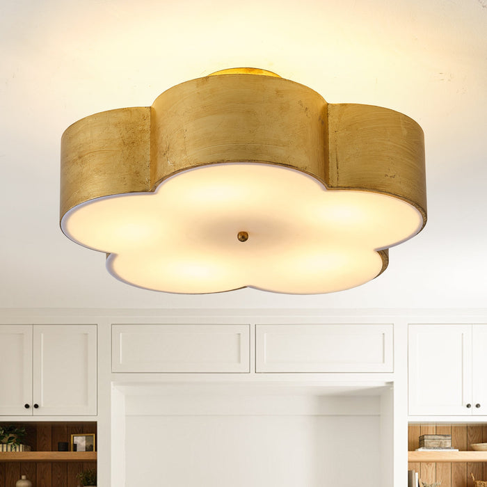 20 Inch Joyce 5-Light Vintage Golden Semi-Flush Mount Ceiling Light