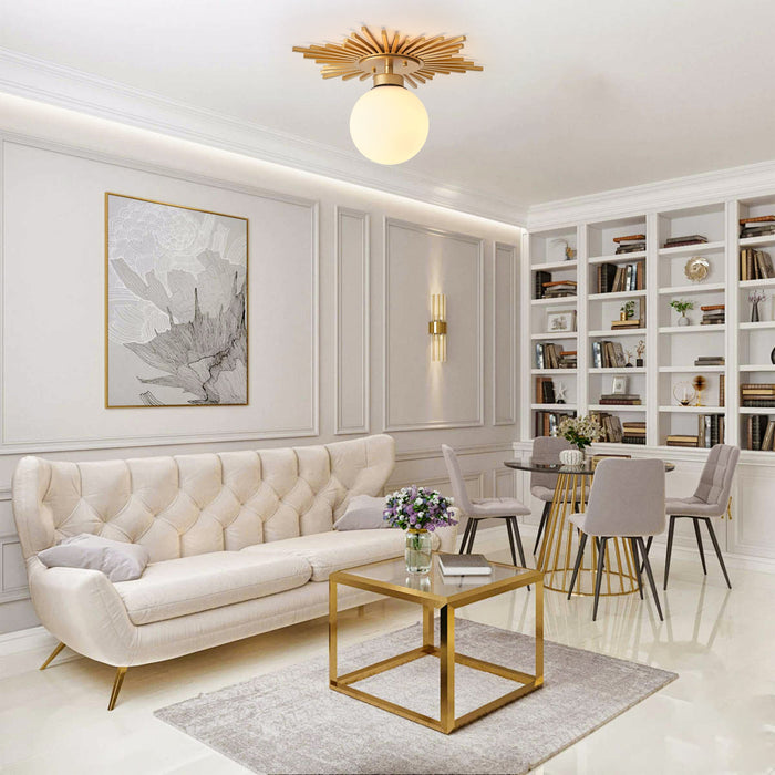 18 Inch Iris 1-Light Golden Semi-Flush Mount Ceiling Light