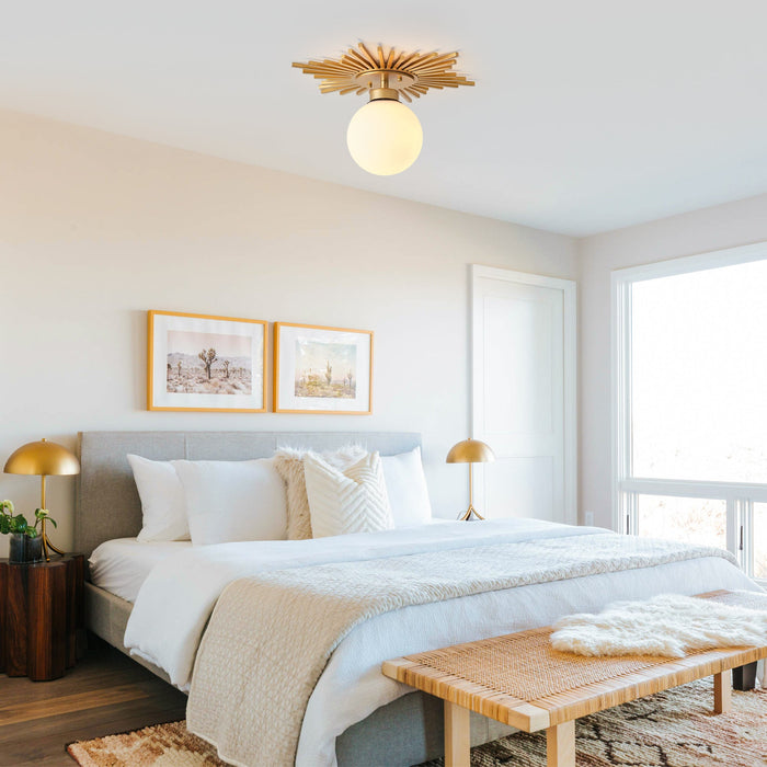 18 Inch Iris 1-Light Golden Semi-Flush Mount Ceiling Light