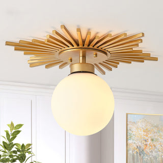 18 Inch Iris 1-Light Golden Semi-Flush Mount Ceiling Light