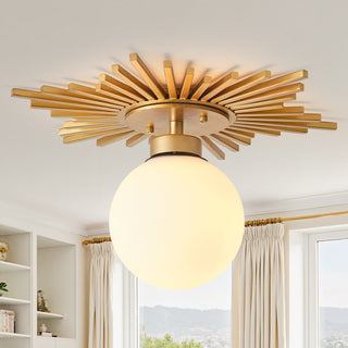 18 Inch Iris 1-Light Golden Semi-Flush Mount Ceiling Light