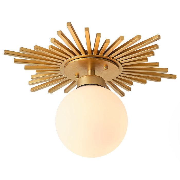 18 Inch Iris 1-Light Golden Semi-Flush Mount Ceiling Light