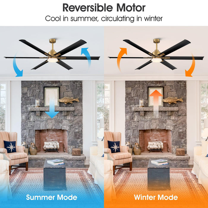 72" Bankston Modern DC Motor Downrod Mount Reversible Ceiling Fan with Lighting and Remote Control