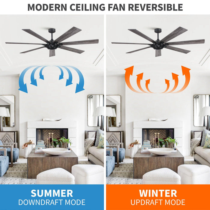 72" Farmhouse DC Motor Brushed Nickel Downrod Mount Reversible Ceiling Fan with Remote Control