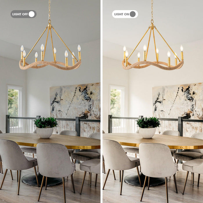 8-Light Golden Modern Candle Chandelier