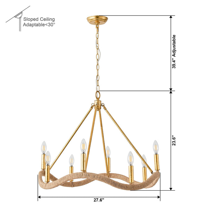 8-Light Golden Modern Candle Chandelier