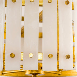 4-Light Modern Drum Marble Semi Flush Mount Ceiling Light