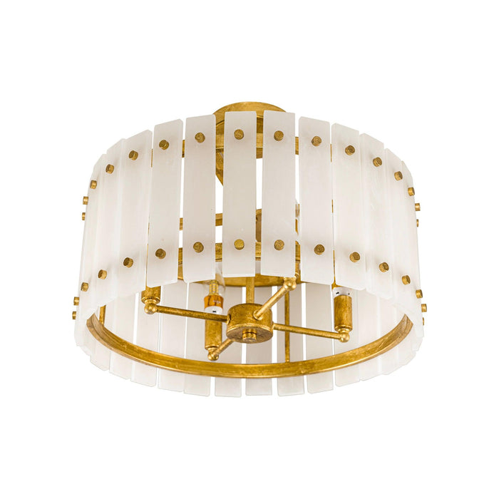 4-Light Modern Drum Marble Semi Flush Mount Ceiling Light