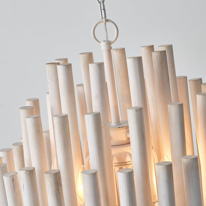 20 Inch Borg 5-Light White Wooden Chandelier