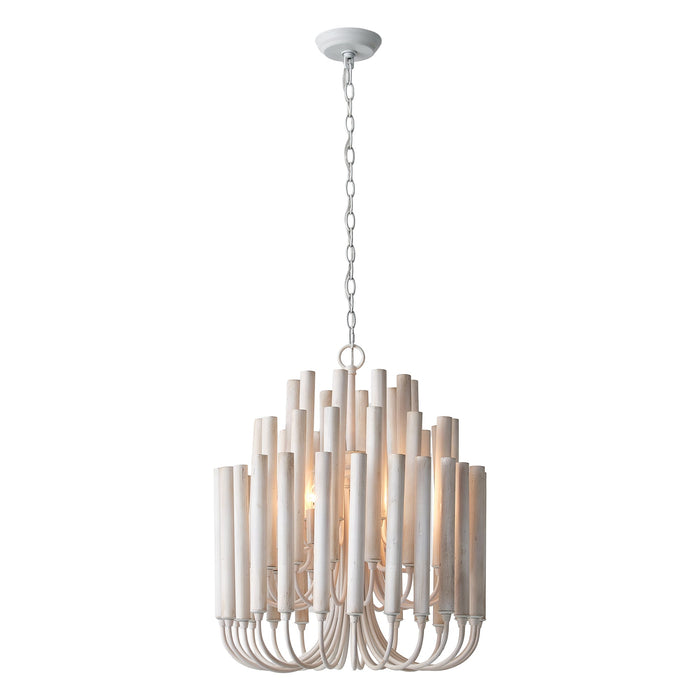 20 Inch Borg 5-Light White Wooden Chandelier