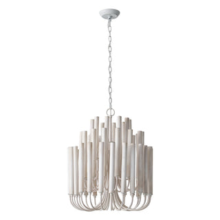20 Inch Borg 5-Light White Wooden Chandelier