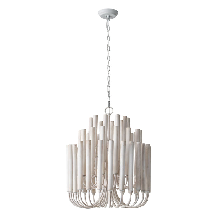 20 Inch Borg 5-Light White Wooden Chandelier
