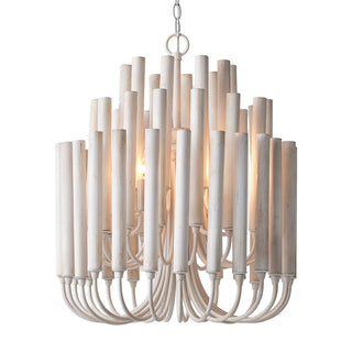 20 Inch Borg 5-Light White Wooden Chandelier
