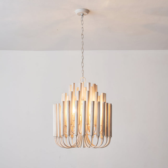 20 Inch Borg 5-Light White Wooden Chandelier