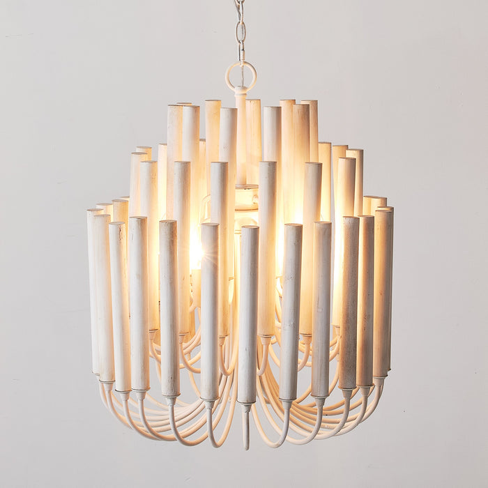 20 Inch Borg 5-Light White Wooden Chandelier