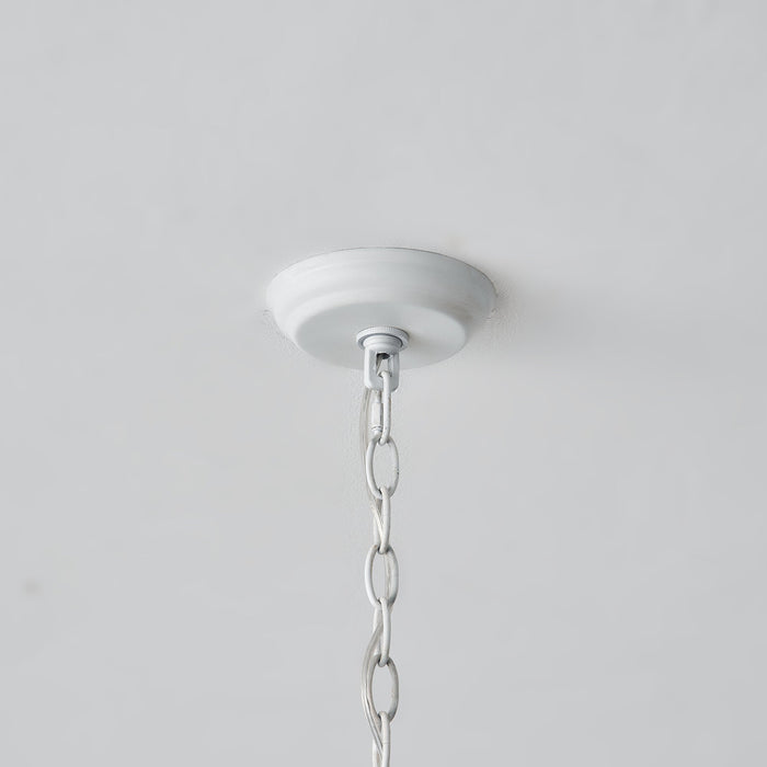 20 Inch Borg 5-Light White Wooden Chandelier