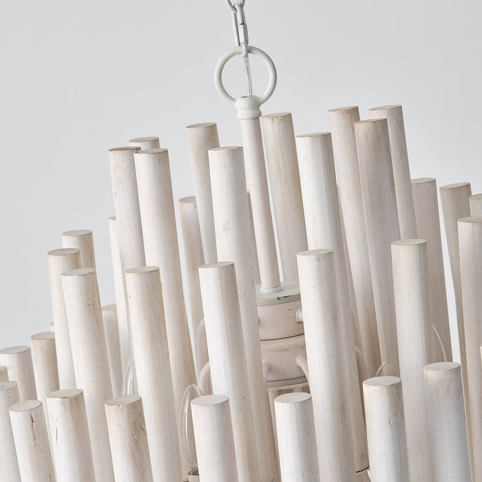 20 Inch Borg 5-Light White Wooden Chandelier