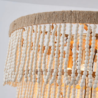 32 Inch Nelly 9-Light Hamptons Bohemia Wood Beaded Chandelier