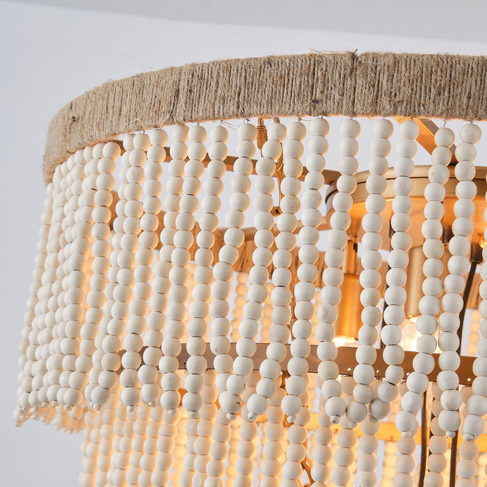 32 Inch Nelly 9-Light Bohemia Wood Beaded Chandelier