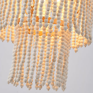 32 Inch Nelly 9-Light Hamptons Bohemia Wood Beaded Chandelier