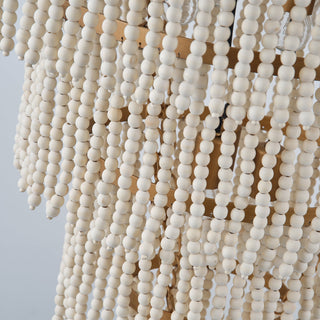 32 Inch Nelly 9-Light Hamptons Bohemia Wood Beaded Chandelier