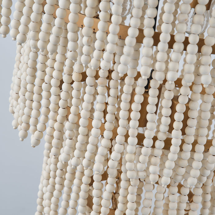 32 Inch Nelly 9-Light Bohemia Wood Beaded Chandelier