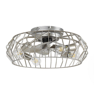 20 Inch Silver Flush Mount Ceiling Fan with Light APP and Remote Control