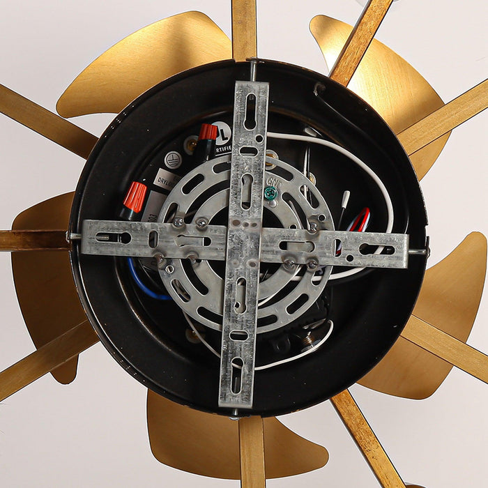 21 Inch Golden Flower-shape Farmhouse Rattan Flush Mount Ceiling Fan with Light APP and Remote Control