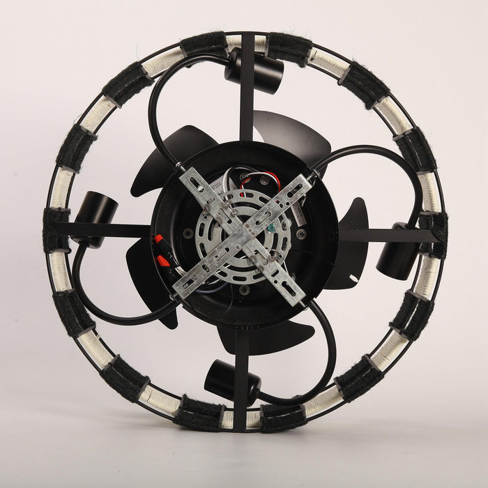 18 Inch Black Industrial Flush Mount Ceiling Fan with Light APP and Remote Control