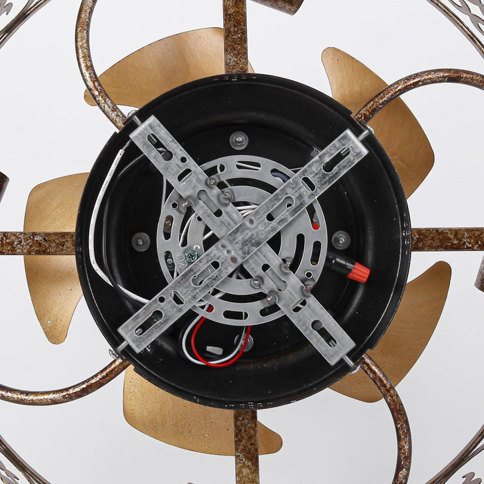 18 Inch Vintage Distressed Golden Industrial Flush Mount Ceiling Fan with Light APP and Remote Control