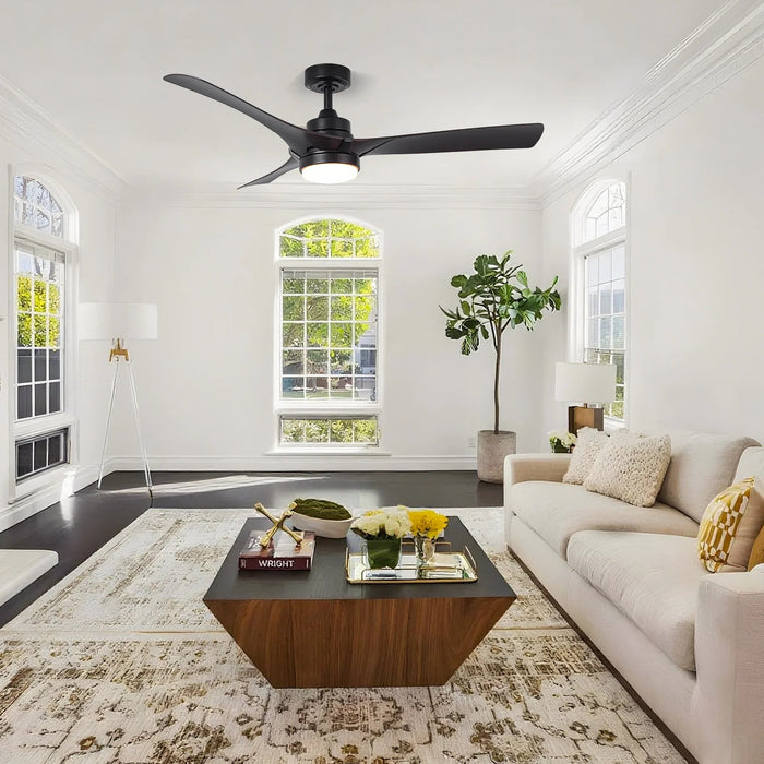 52 Inch Ivy Industrial Downrod Mount LED Ceiling Fan with Remote Control