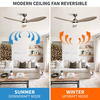 56" Bernardino Hamptons Modern Brushed Nickel DC Motor Downrod Mount Reversible Ceiling Fan with Lighting and Remote Control