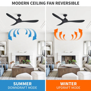 56" Hamptons Modern DC Motor Downrod Mount Reversible Ceiling Fan with Remote Control
